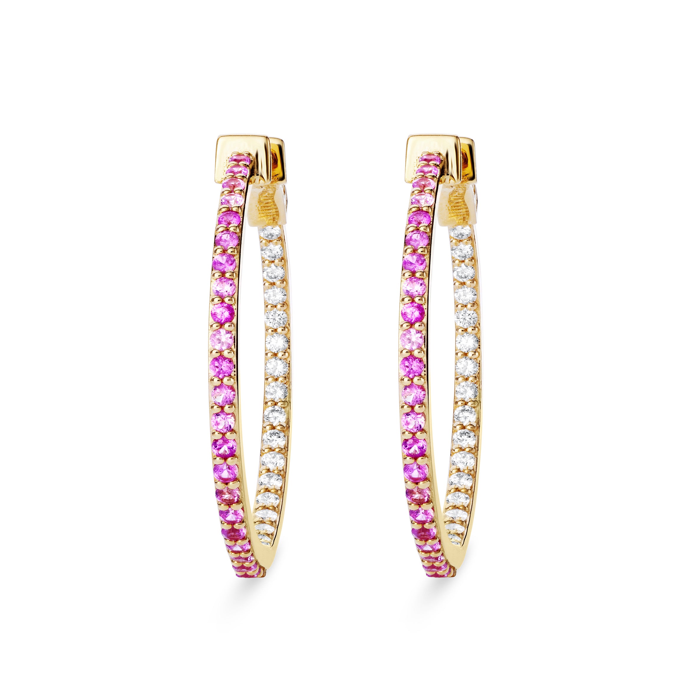 Dual Hoop Earrings - Diamonds and Yellow Sapphires - Nilufer Jewellery