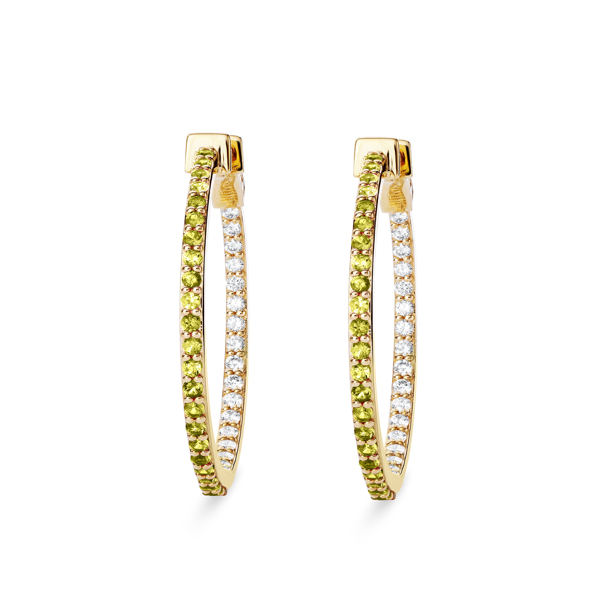 Dual Hoops - Diamonds and Yellow Sapphires - Nilufer Fine Jewellery
