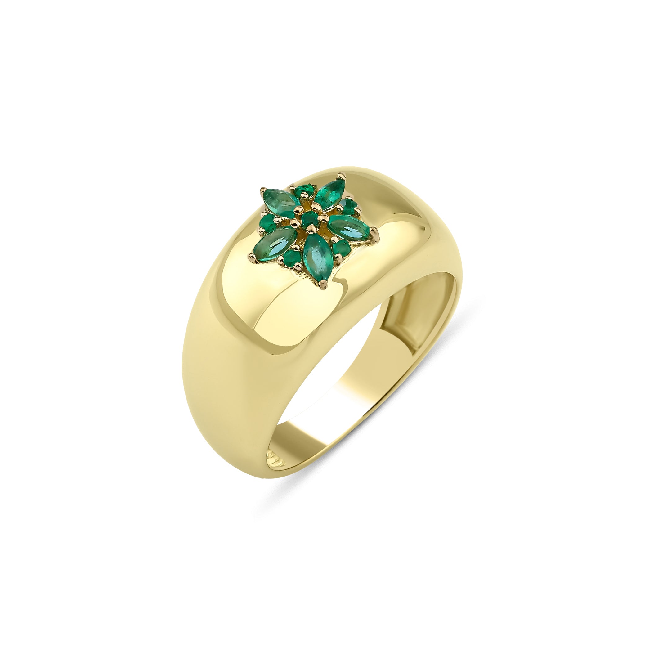 Fleur Sparkle Emerald Ring