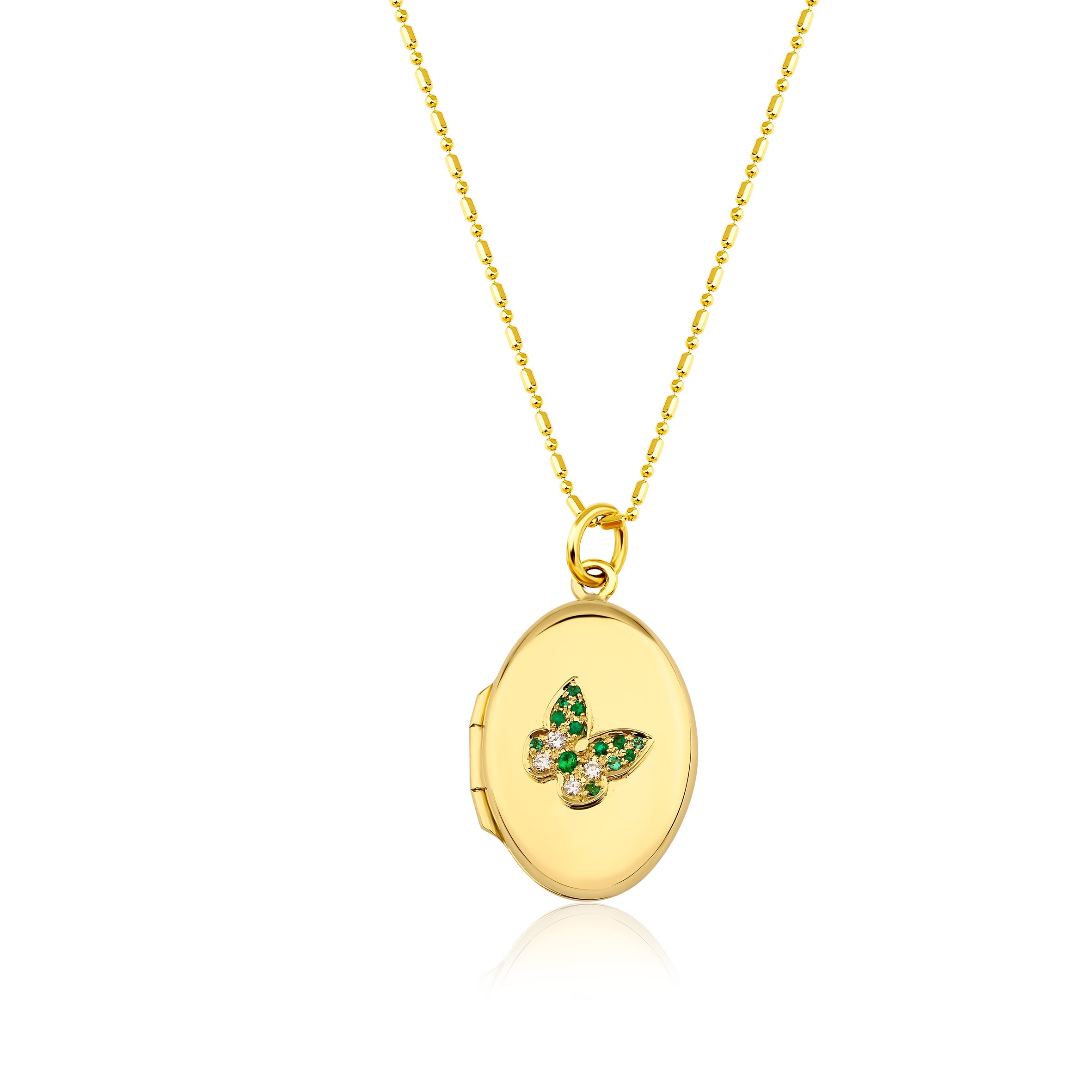 Fleur vlinder locket necklace - Nilufer Fine Jewellery 