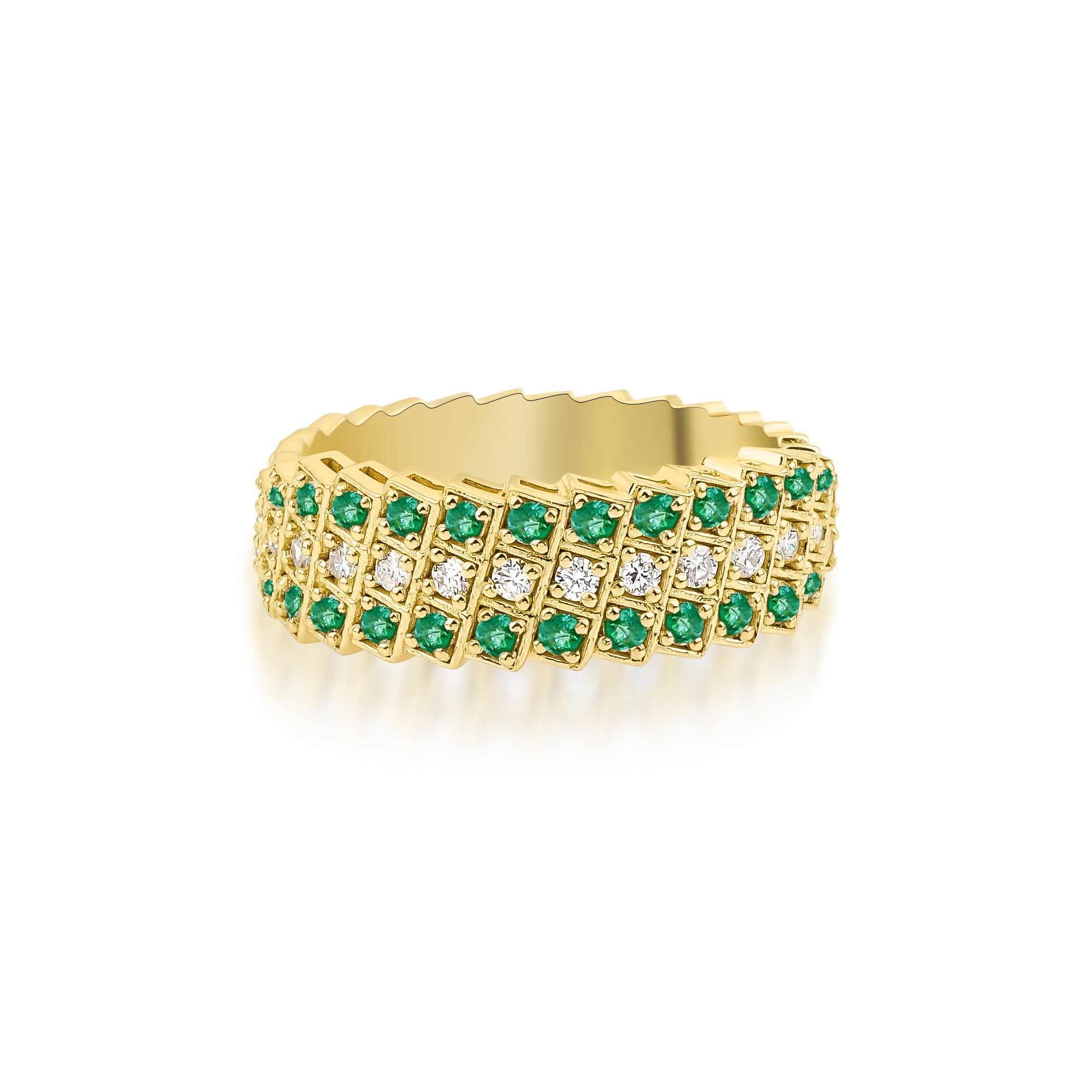 Rhea Trio Ring - Emeralds and Diamonds - Nilüfer Fine Jewellery