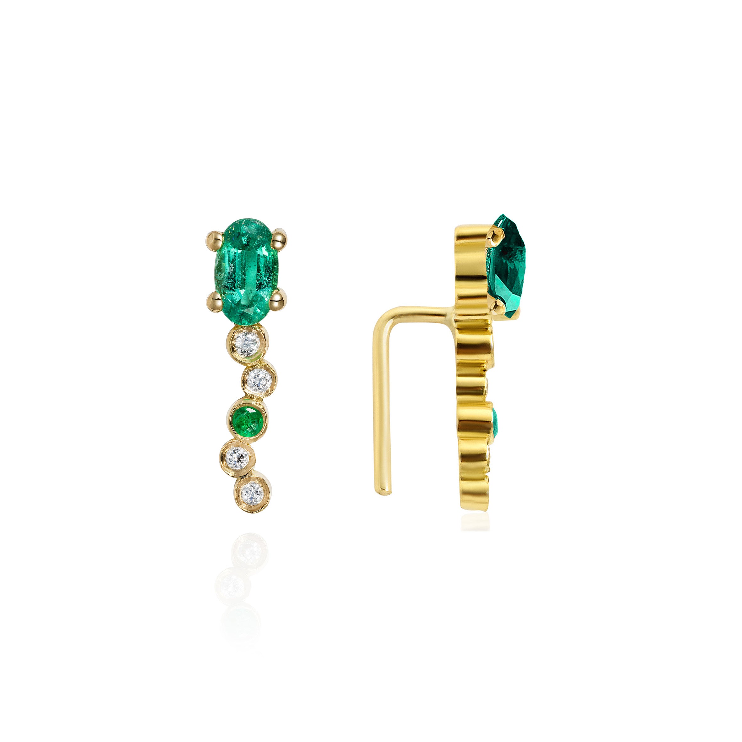 SERAPHINA EMERALD EARCLIMBERs - Nilufer Fine Jewellery