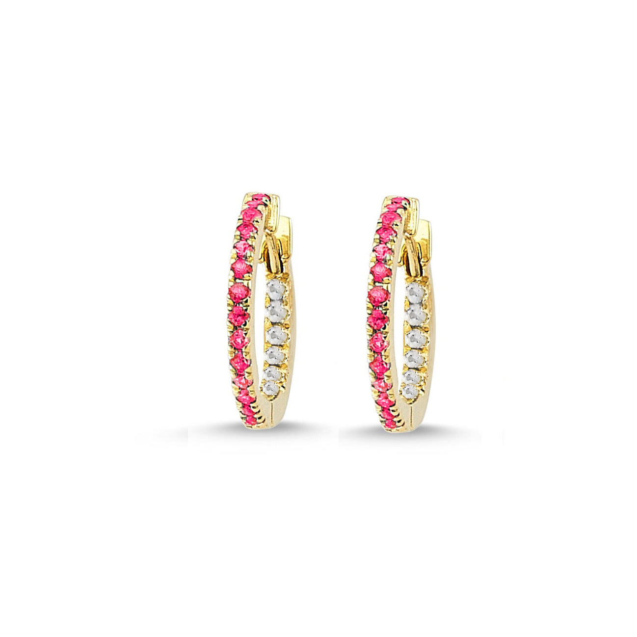 Dual Huggie Hoops - rubies and editor sapphires - Nilufer Fine Jewellery