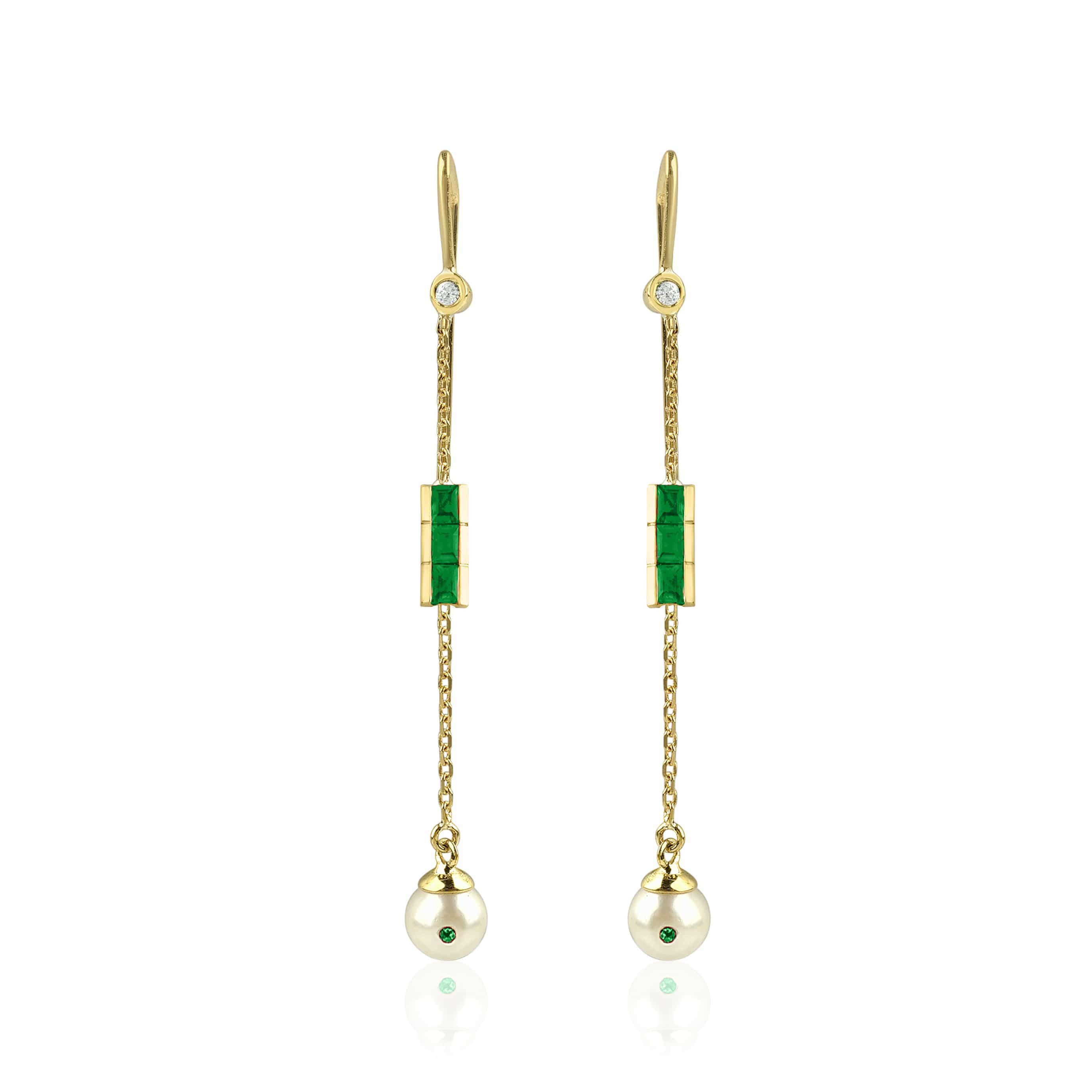 PEARL EMERALD Earrings - Nilufer Fine Jewellery