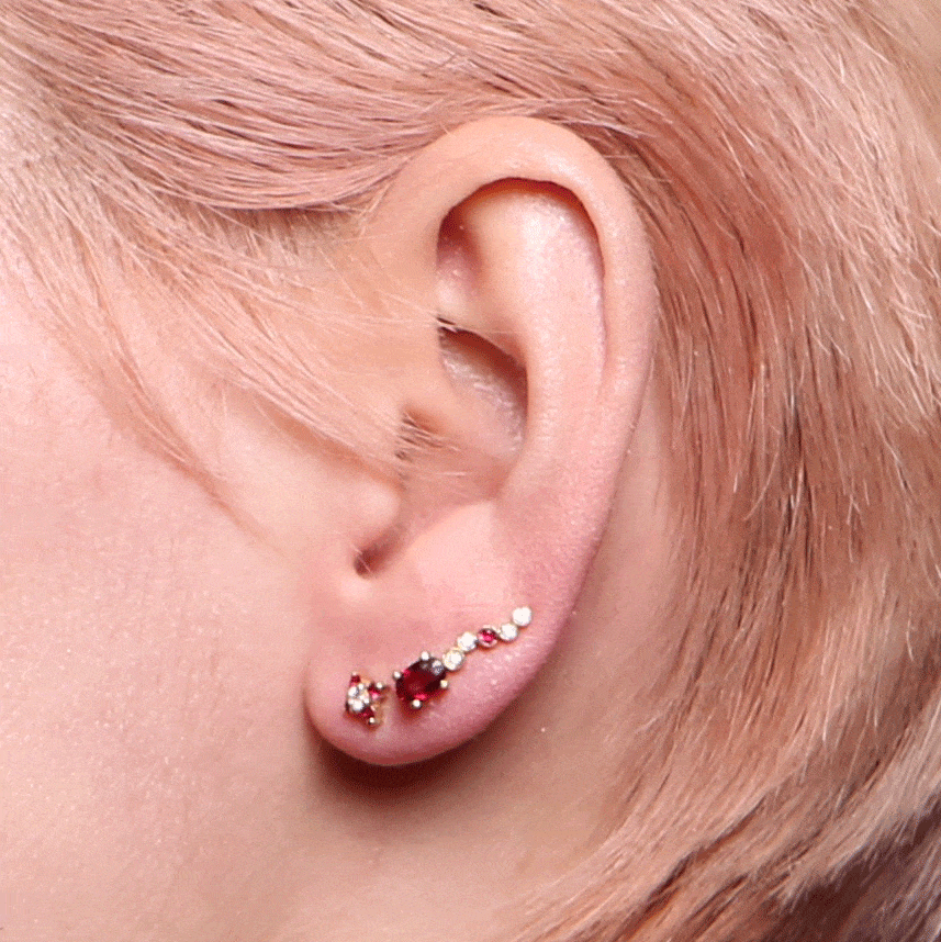 Seraphina Ruby Ear Climber - Nilufer Fine Jewellery