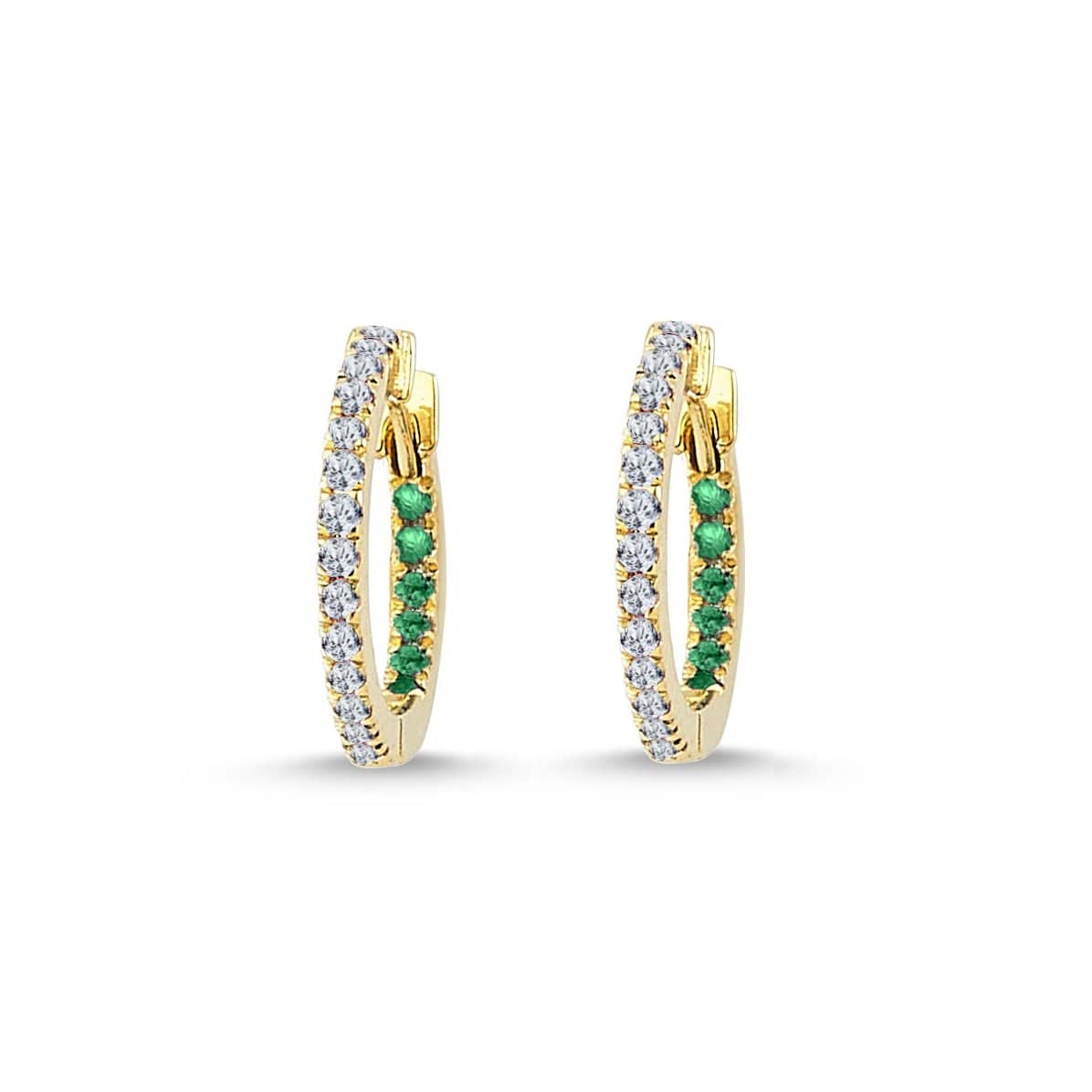 GFG Jewellery Earrings Claire Huggie Hoops - Diamonds & Emeralds