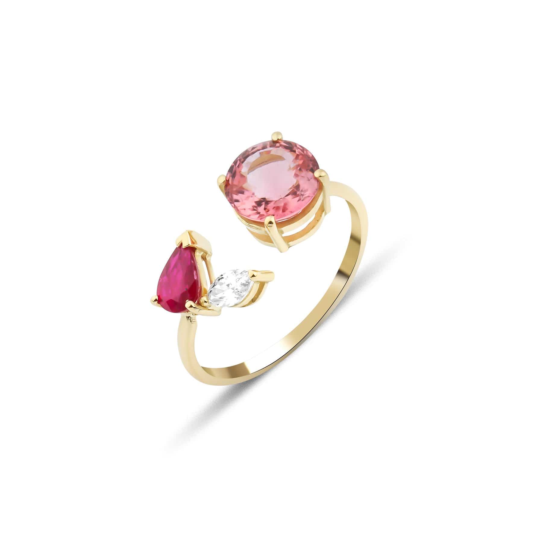 GFG Jewellery Rings Artisia Leaf Pink Ring